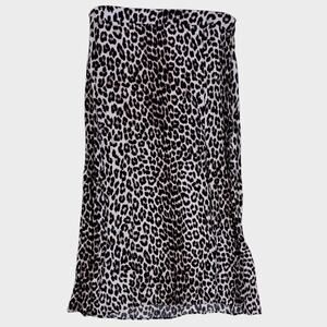 H&M Cheetah Print Skirt Size 10 100% Viscose Side Slits Zippered
